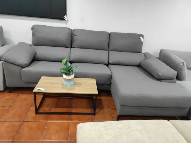 Sofá Chaise Longue Gris Tela