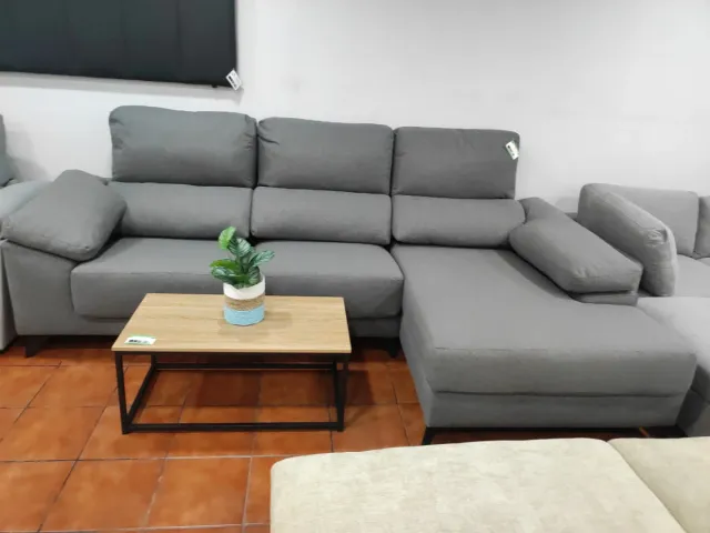 Sofá Chaise Longue Gris Tela