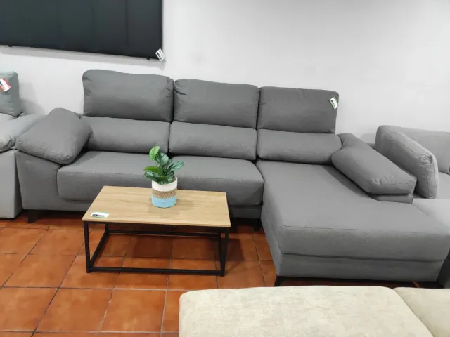Sofá Chaise Longue Gris Tela