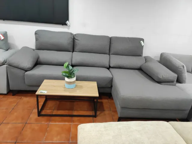 Sofá Chaise Longue Gris Tela