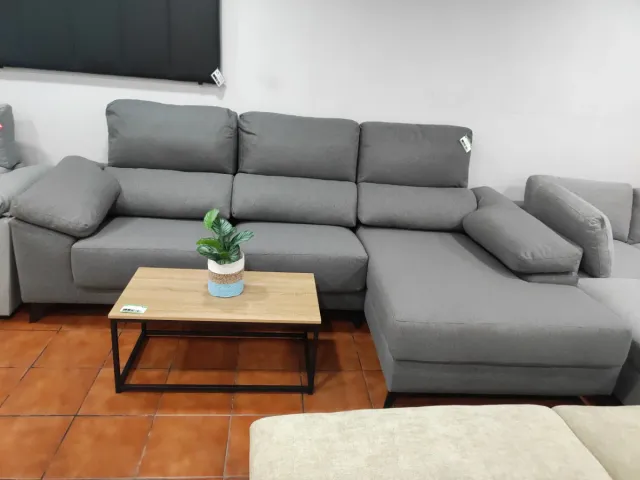 Sofá Chaise Longue Gris Tela