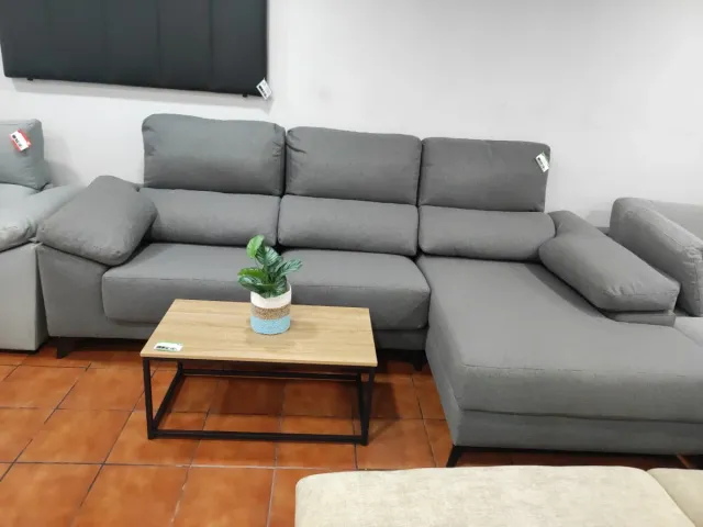 Sofá Chaise Longue Gris Tela