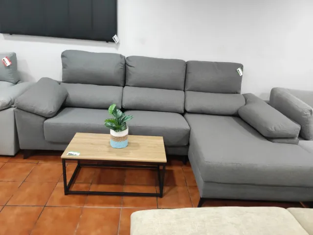 Sofá Chaise Longue Gris Tela