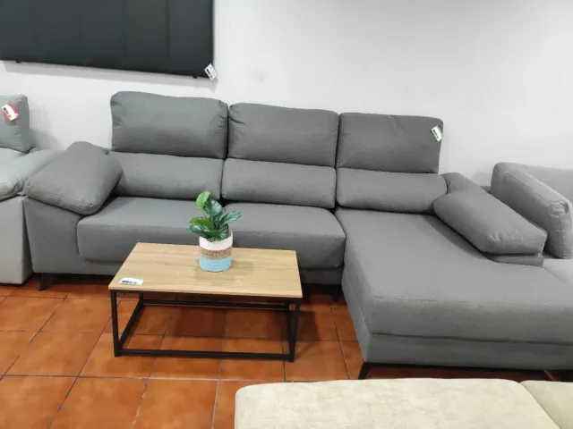 Sofá Chaise Longue Gris Tela