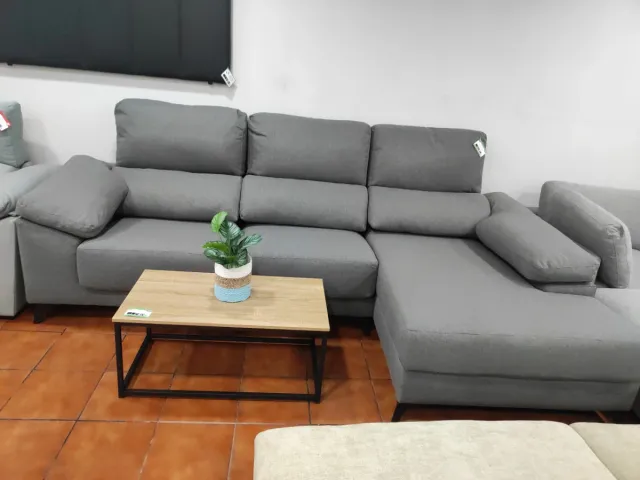 Sofá Chaise Longue Gris Tela