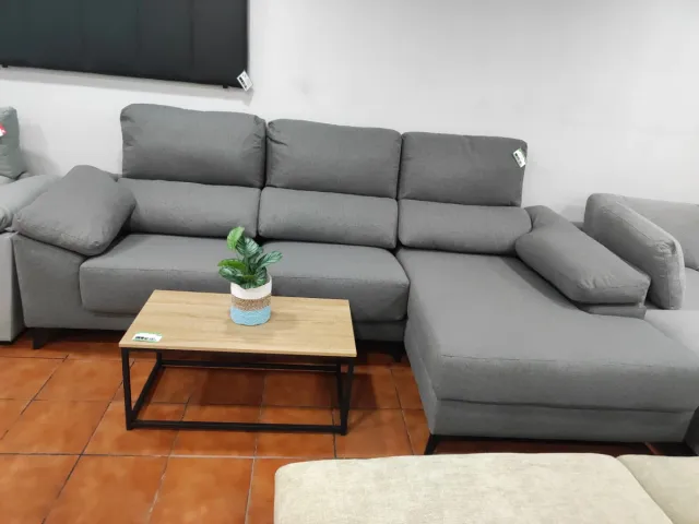 Sofá Chaise Longue Gris Tela
