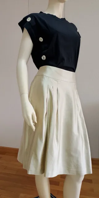 Falda Massimo Dutti Beige y Negra