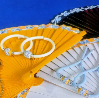 Pulseras Cerámica Artesanal Blancas y Amarillas