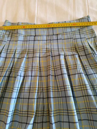 Falda plisada a cuadros azul