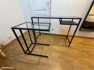 Conjunto Mesas Auxiliares Cristal y Metal