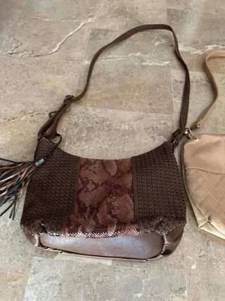 Bolsos de piel mujer (beige y marrón)