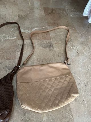 Bolsos de piel mujer (beige y marrón)