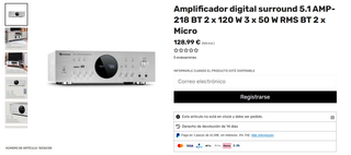 Amplificador AMP-218 BT Karaoke Digital Auna Plata