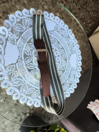 Cinturón elástico hombre verde y blanco