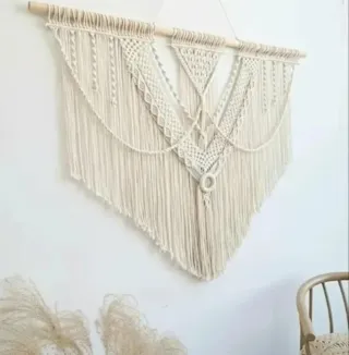 Tapiz Macramé Beige/Blanco 110x90cm