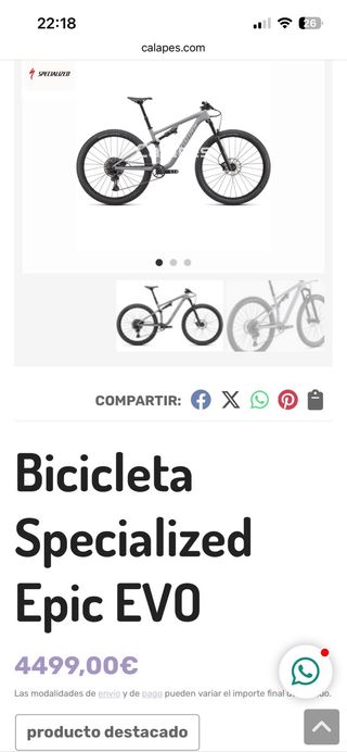 Bicicleta Specialized Epic EVO