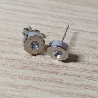Pendientes de botón con circonita plateados