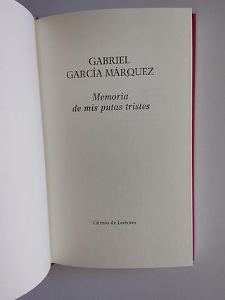 Libro La memoria de mis putas tristes - GG Marquez