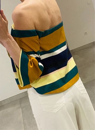 Top Zara Hombros Descubiertos Rayas