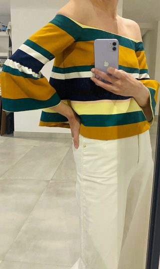 Top Zara Hombros Descubiertos Rayas