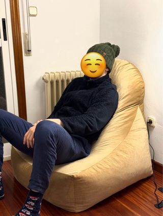 Puf Gigante XXL Terciopelo Beige sillón butaca