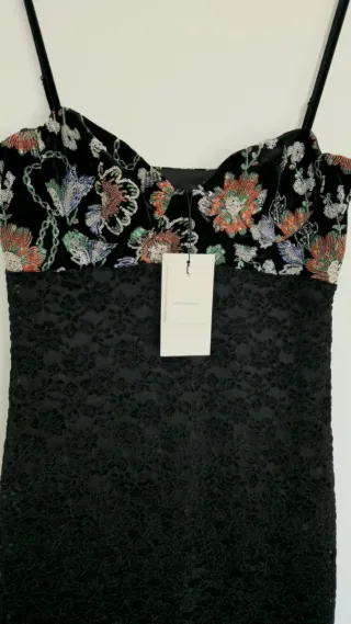 Vestido Largo Zara Bordado Talla L