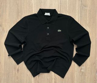 Polo Lacoste Negro Manga Larga Talla S