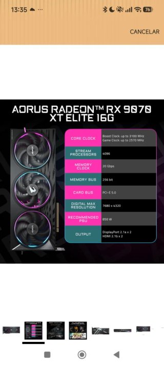 Gigabyte Aorus Elite RX 9070 XT