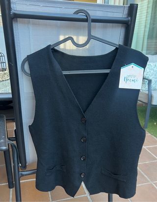 Chaleco de punto negro talla única (40/42)