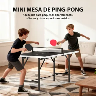 Mesa Ping-Pong Plegable con Red y Raquetas