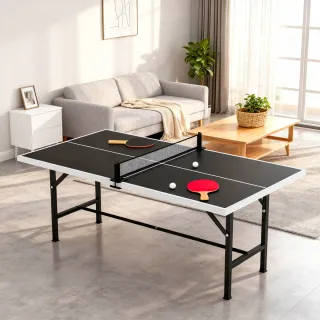 Mesa Ping-Pong Plegable con Red y Raquetas