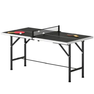 Mesa Ping-Pong Plegable con Red y Raquetas