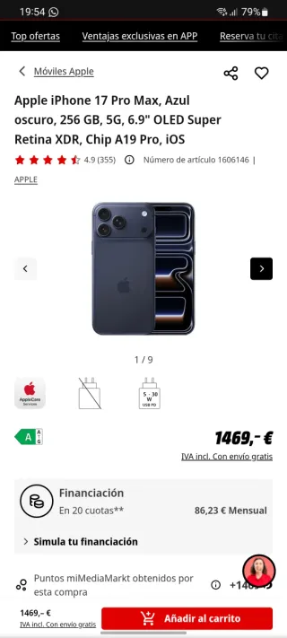 iPhone 17 Pro Max 256GB Azul Oscuro