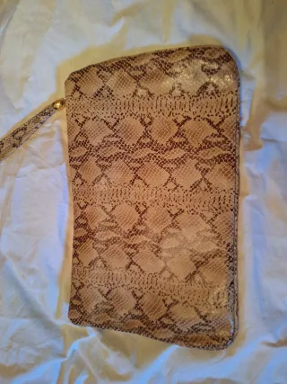 Bolso piel serpiente beige y marrón