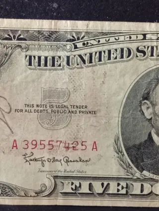 5 Dollari Serie 1963  Red Seal Corcolato