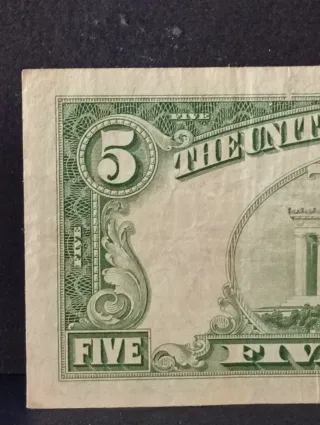 5 Dollari Serie 1963  Red Seal Corcolato