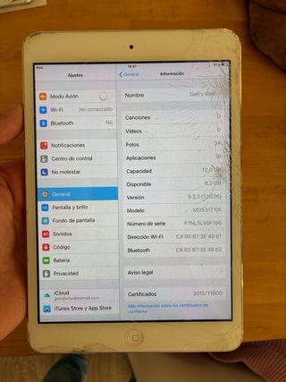 iPad Mini 1 Plata/Blanco