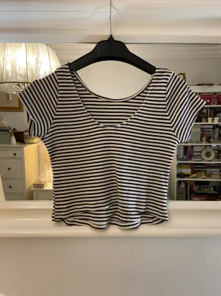 Camiseta cropped de rayas