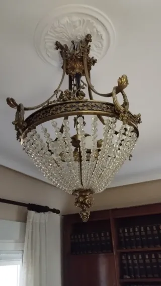 Lámpara de bronce y cristal de roca