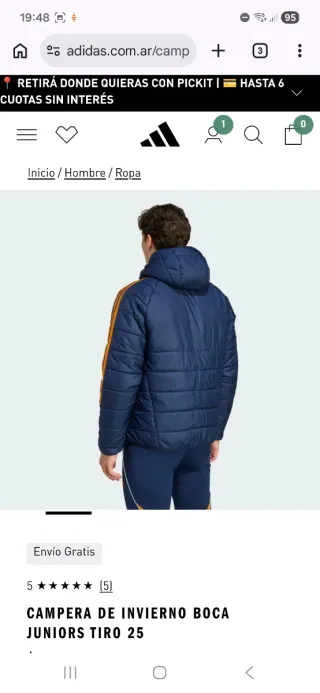 Campera Invierno Boca Juniors Adidas Azul/Amarillo