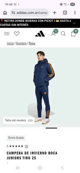 Campera Invierno Boca Juniors Adidas Azul/Amarillo