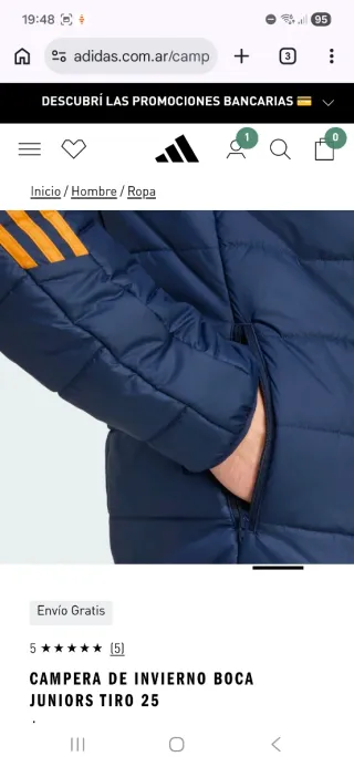 Campera Invierno Boca Juniors Adidas Azul/Amarillo