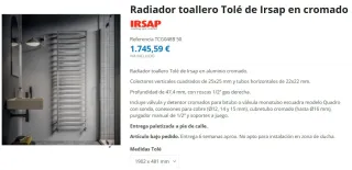 Radiador Toallero Metálico Plateado IRSAP