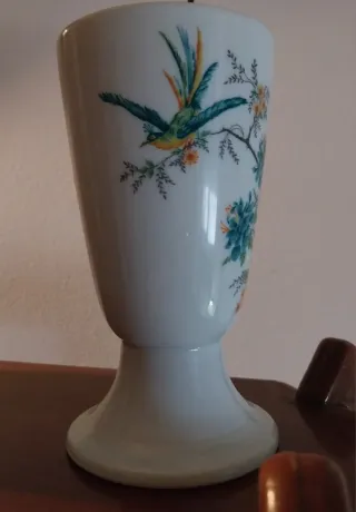 Jarrón porcelana pájaro flores