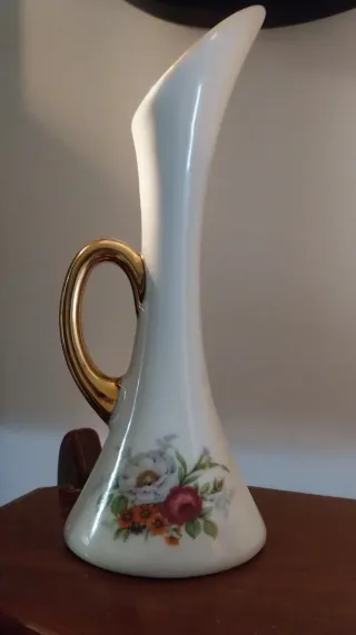 Jarrón porcelana pájaro flores