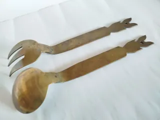 Pareja Tenedor y Cuchara Bronce Macizo