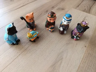 Pesebre de gatos decorativo