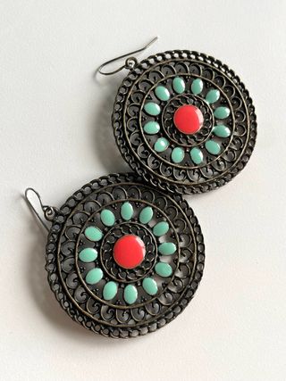 Pendientes coral y turquesa