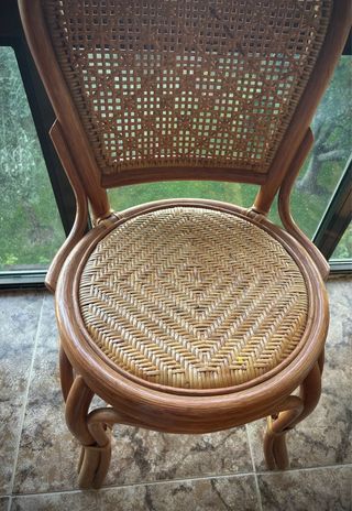 Conjunto comedor colonial ratán mesa con 6 sillas