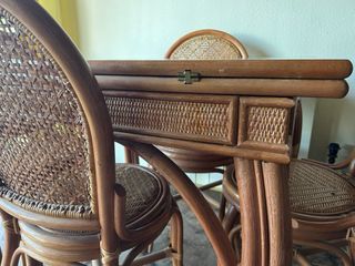 Conjunto comedor colonial ratán mesa con 6 sillas